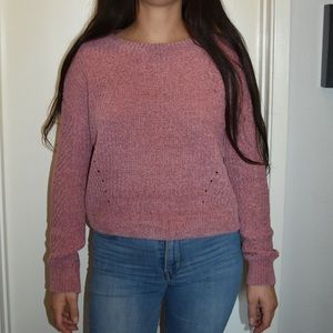 Pink Chenille Crop Sweater